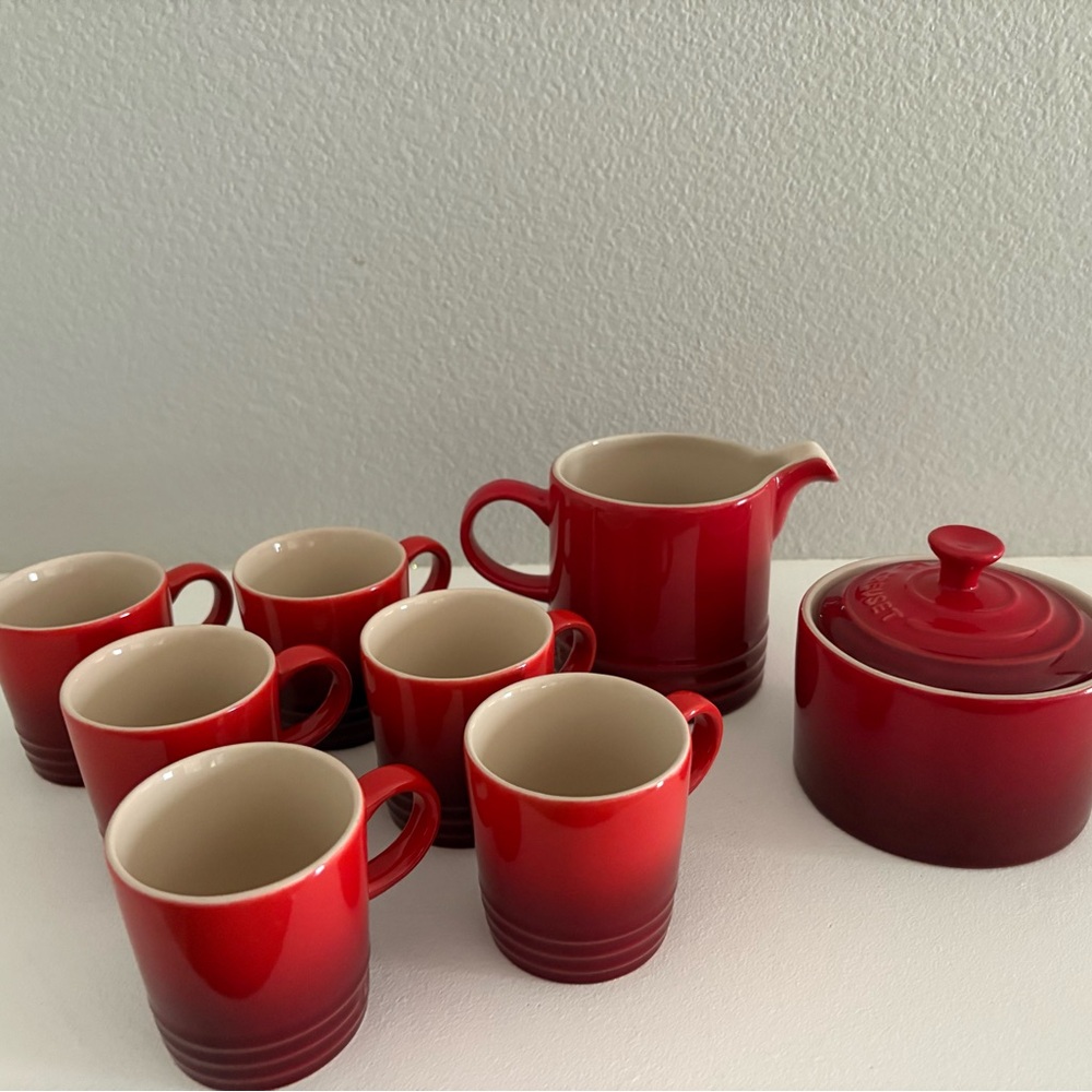 Red Ceramic Le Creuset Set